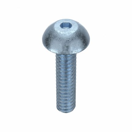 Socket Head Cap Screw: #4-40 Thread Size, 1/2 in Lg, Button, Zinc Plated, Steel, 100 PK
