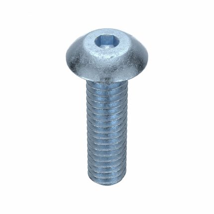 Socket Head Cap Screw: #8-32 Thread Size, 5/8 in Lg, Button, Zinc Plated, Steel, 100 PK
