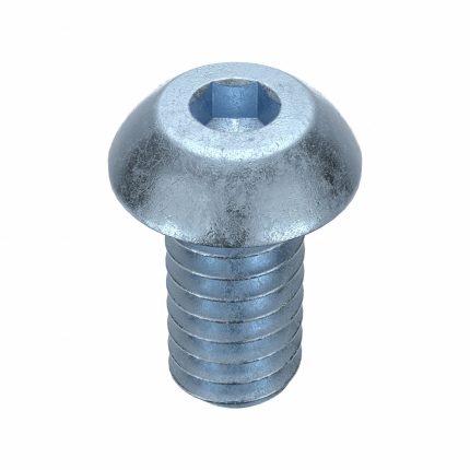 Socket Head Cap Screw: 1/4"-20 Thread Size, 1/2 in Lg, Button, Zinc Plated, Steel, 100 PK