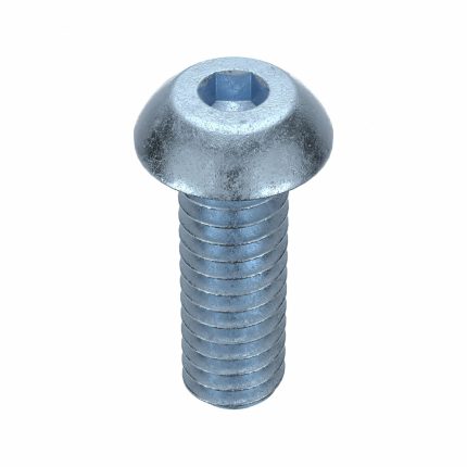 Socket Head Cap Screw: 1/4"-20 Thread Size, 3/4 in Lg, Button, Zinc Plated, Steel, 100 PK