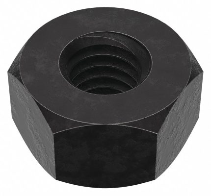 Hex Nut: 3/8"-16 Thread, 11/16 in Hex Wd, 3/8 in Hex Ht, Steel, Grade 2H, Black Oxide, 300 PK