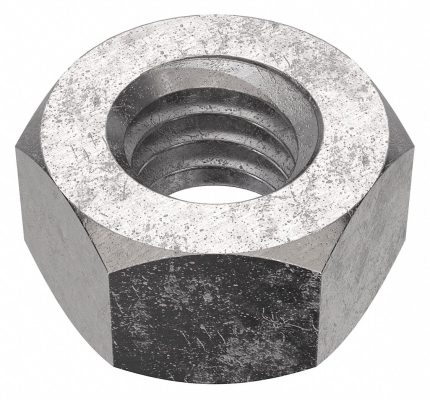 Hex Nut: 5/16"-18 Thread, 1/2 in Hex Wd, 17/64 in Hex Ht, Stainless Steel, 18-8, Plain, 50 PK