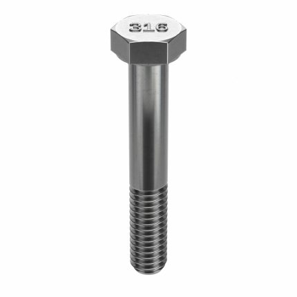 Hex Head Cap Screw: Stainless Steel, 316, Plain, 1/4"-20, Coarse, 2 in lg, Globally Sourced, 50 PK
