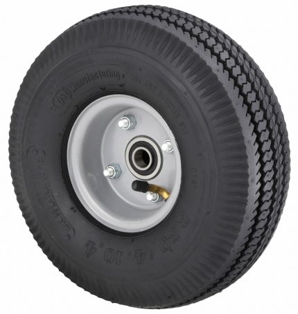 B & P MANUFACTURING Pneumatic Wheel: 10 in Wheel Dia., 2 1/2 in Wheel Wd, Rubber, 2 1/4 in Hub Lg