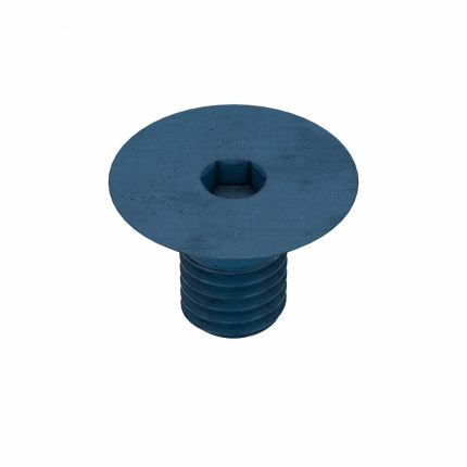 Socket Flat Head Screw: M10-1.5 Thread Size, 10.5 mm Lg, Flat, Blue Phosphate, Steel, 10 PK