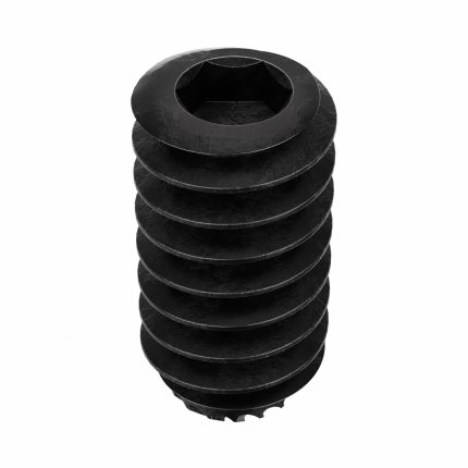 Socket Set Screw: #10-24 Thread Size, 3/8 in Overall Lg, Knurled Cup pt, Alloy Steel, Socket, 100 PK