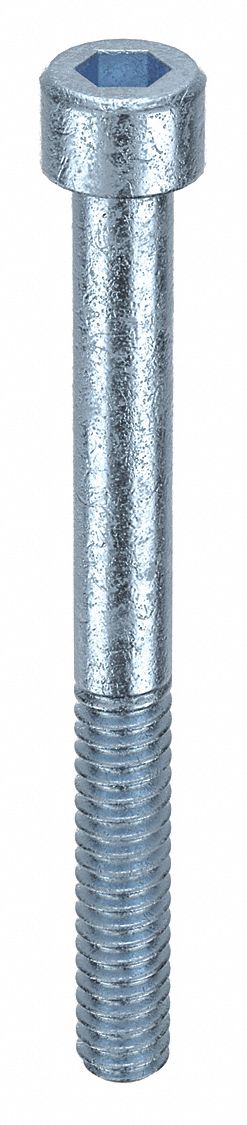 Socket Head Cap Screw: #10-24 Thread Size, 2 in Lg, Std, Zinc Plated, Steel, 0.19 in Head Ht, 100 PK