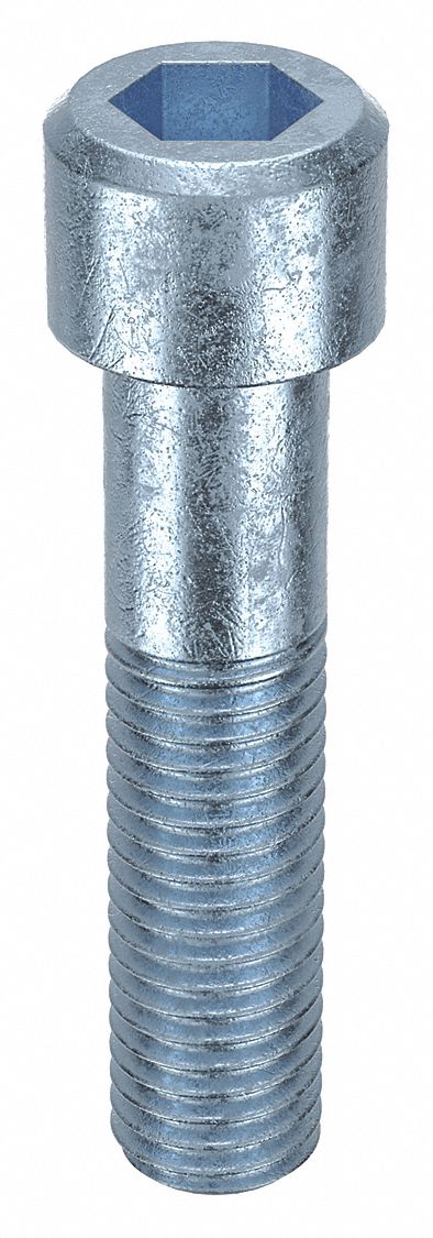 Socket Head Cap Screw: 5/8"-11 Thread Size, 2 3/4 in Lg, Std, Zinc Plated, Steel, 1/2 in Drive, 5 PK