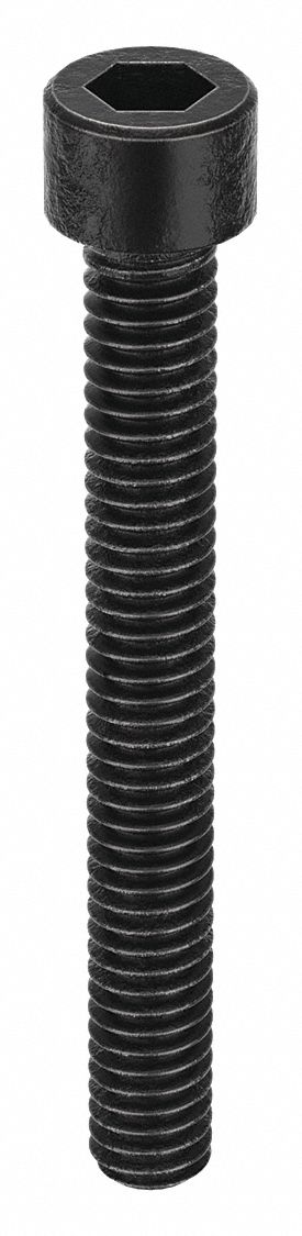 Socket Head Cap Screw: #1-72 Thread Size, 5/8 in Lg, Std, Black Oxide, Steel, 1/16 in Drive, 100 PK