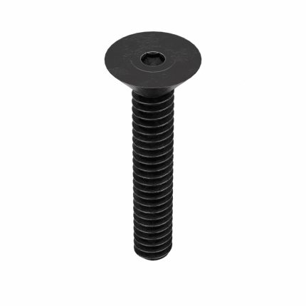 Socket Flat Head Screw: #6-32 Thread Size, 3/4 in Lg, Flat, Black Oxide, Steel, 100 PK