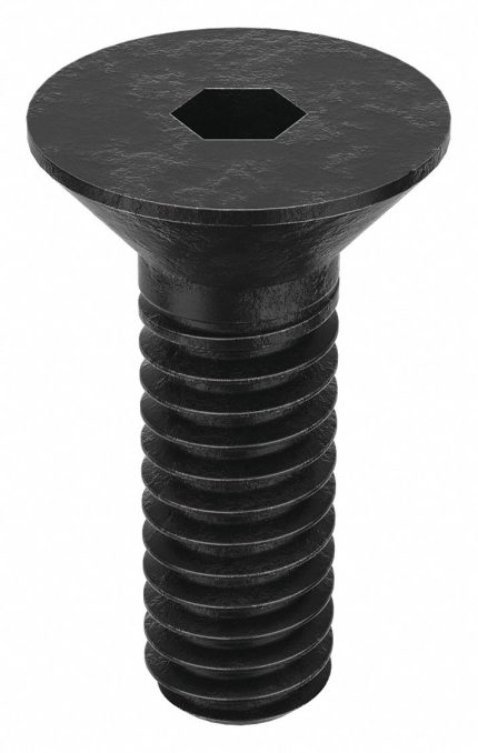 Socket Flat Head Screw: #8-32 Thread Size, 7/16 in Lg, Flat, Black Oxide, Steel, 100 PK