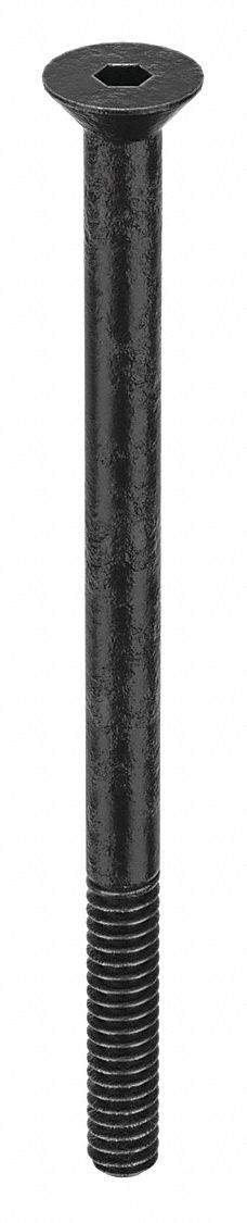 Socket Flat Head Screw: #10-24 Thread Size, 3 in Lg, Flat, Black Oxide, Steel, 1/8 in Drive, 100 PK