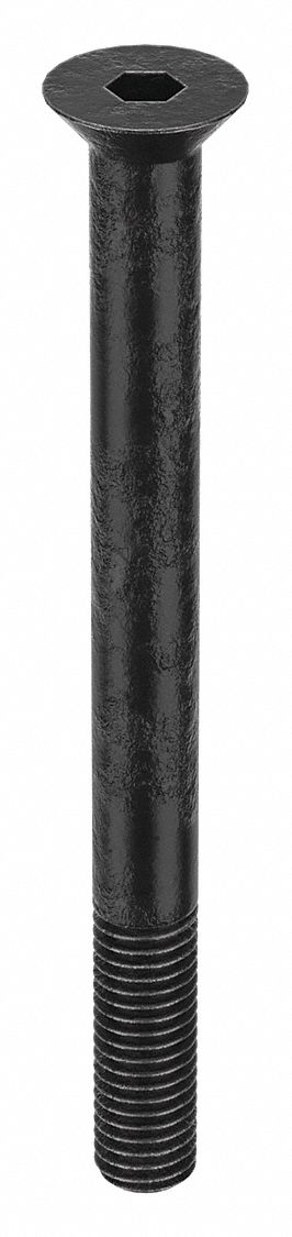 Socket Flat Head Screw: 1/2"-13 Thread Size, 5 1/2 in Lg, Flat, Black Oxide, Steel, 5 PK