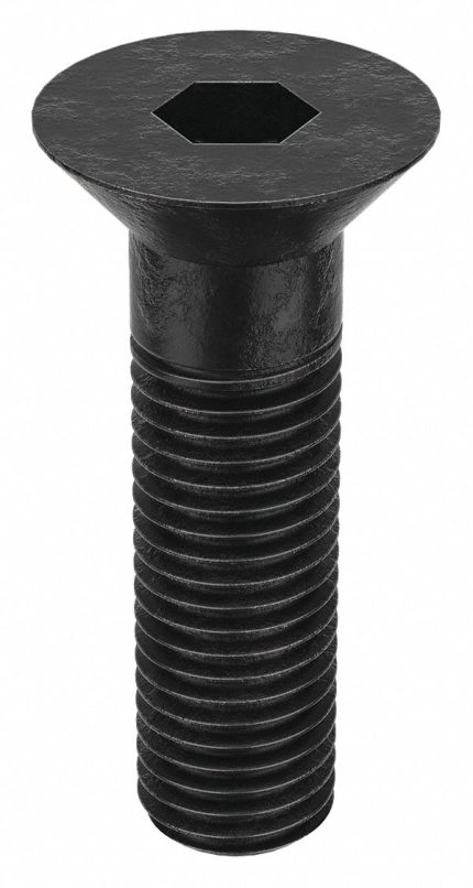 Socket Flat Head Screw: 3/4"-10 Thread Size, 2 1/2 in Lg, Flat, Black Oxide, Steel, 5 PK
