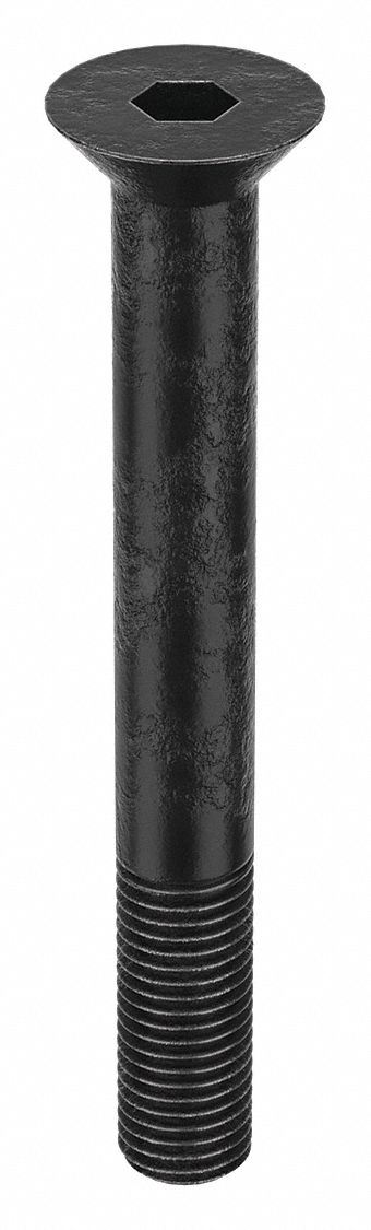 Socket Flat Head Screw: 7/8"-9 Thread Size, 7 in Lg, Flat, Black Oxide, Steel, 0.875 in Head Ht
