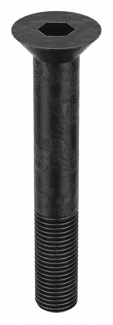 Socket Flat Head Screw: 1 1/4"-7 Thread Size, 8 in Lg, Flat, Black Oxide, Steel, 1.25 in Head Ht
