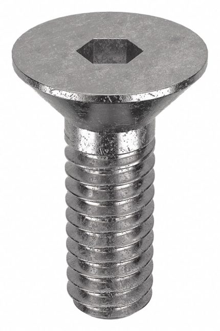 Socket Flat Head Screw: #5-40 Thread Size, 5/16 in Lg, Flat, Plain, Stainless Steel, 18-8, 100 PK