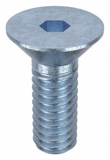 Socket Flat Head Screw: #8-32 Thread Size, 3/8 in Lg, Flat, Zinc Plated, Steel, 100 PK