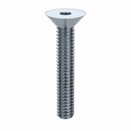 Socket Flat Head Screw: #8-32 Thread Size, 1 in Lg, Flat, Zinc Plated, Steel, 3/32 in Drive, 100 PK