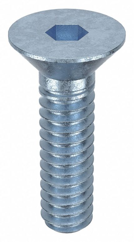 Socket Flat Head Screw: #10-24 Thread Size, 5/8 in Lg, Flat, Zinc Plated, Steel, 100 PK
