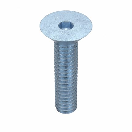 Socket Flat Head Screw: 1/4"-20 Thread Size, 1 in Lg, Flat, Zinc Plated, Steel, 100 PK