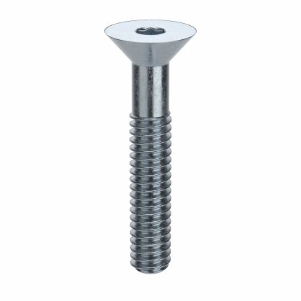 Socket Flat Head Screw: 1/4"-20 Thread Size, 1 1/2 in Lg, Flat, Zinc Plated, Steel, 100 PK
