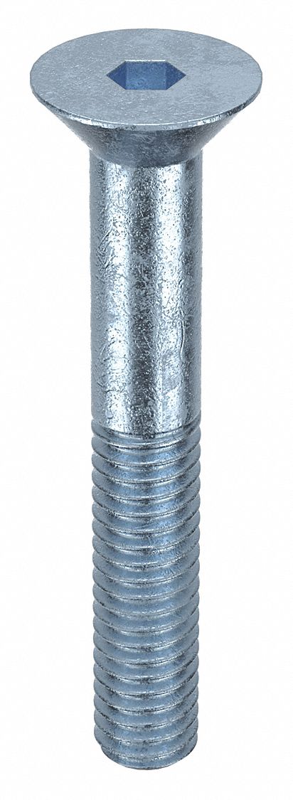 Socket Flat Head Screw: 5/16"-18 Thread Size, 2 in Lg, Flat, Zinc Plated, Steel, 50 PK