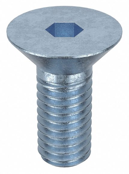 Socket Flat Head Screw: 3/8"-16 Thread Size, 3/4 in Lg, Flat, Zinc Plated, Steel, 50 PK