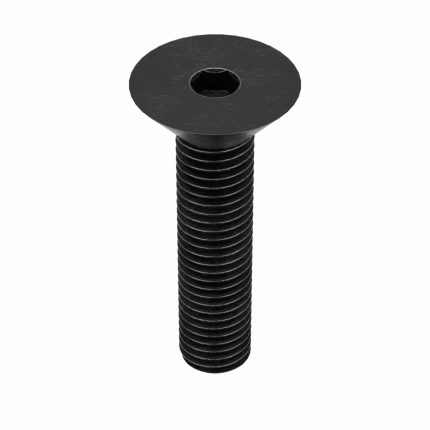 Socket Flat Head Screw: 1/4"-28 Thread Size, 1 in Lg, Flat, Black Oxide, Steel, 100 PK