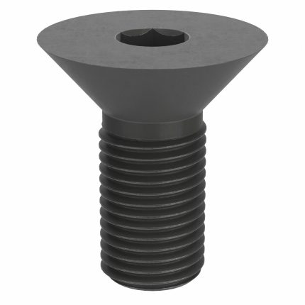 Socket Flat Head Screw: 3/8"-24 Thread Size, 7/8 in Lg, Flat, Black Oxide, Steel, 50 PK