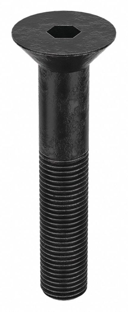 Socket Flat Head Screw: 3/8"-24 Thread Size, 2 in Lg, Flat, Black Oxide, Steel, 7/32 in Drive, 25 PK