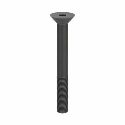 Socket Flat Head Screw: 3/8"-24 Thread Size, 3 1/4 in Lg, Flat, Black Oxide, Steel, 10 PK
