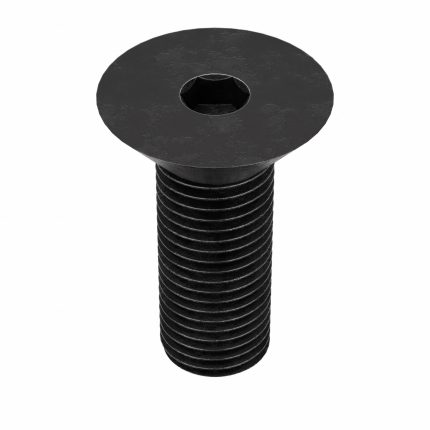 Socket Flat Head Screw: 7/16"-20 Thread Size, 1 in Lg, Flat, Black Oxide, Steel, 1/4 in Drive, 25 PK