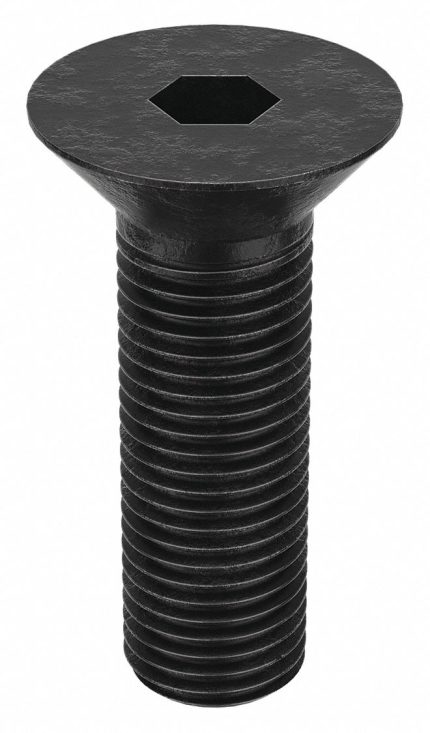 Socket Flat Head Screw: 7/16"-20 Thread Size, 1 1/4 in Lg, Flat, Black Oxide, Steel, 25 PK