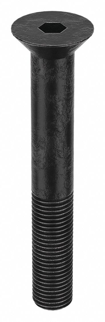 Socket Flat Head Screw: 7/16"-20 Thread Size, 3 in Lg, Flat, Black Oxide, Steel, 1/4 in Drive, 10 PK