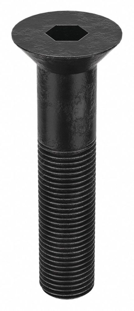 Socket Flat Head Screw: 1/2"-20 Thread Size, 2 1/4 in Lg, Flat, Black Oxide, Steel, 10 PK