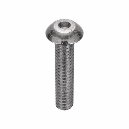Socket Head Cap Screw: #3-48 Thread Size, 1/2 in Lg, Button, Plain, Stainless Steel, 18-8, 100 PK