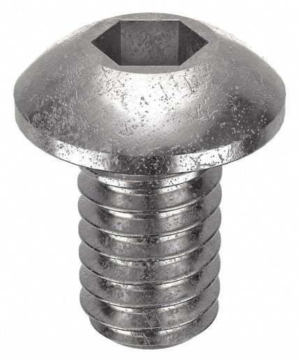 Socket Head Cap Screw: #1-72 Thread Size, 1/8 in Lg, Button, Plain, Stainless Steel, 18-8, 100 PK