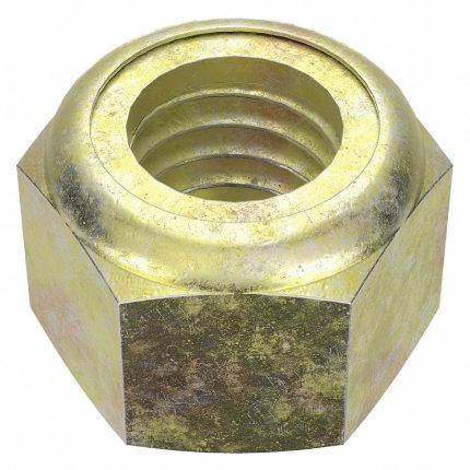 Lock Nut: Nylon Insert, 7/16"-14 Thread Size, Steel, Grade 8, Zinc Yellow, 5/8 in Hex Wd, 25 PK