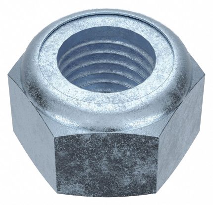 Lock Nut: Nylon Insert, M20-2.50 Thread Size, Steel, Class 10, Zinc Plated, 30 mm Hex Wd, 10 PK