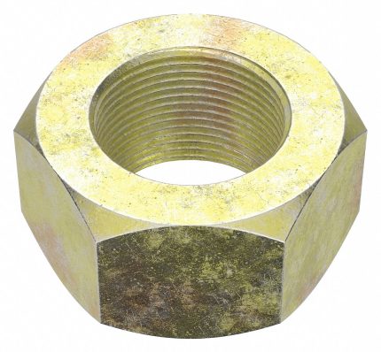 Hex Nut: M27-1.50 Thread, 41 mm Hex Wd, 22 mm Hex Ht, Steel, Class 8, Zinc Yellow, 5 PK