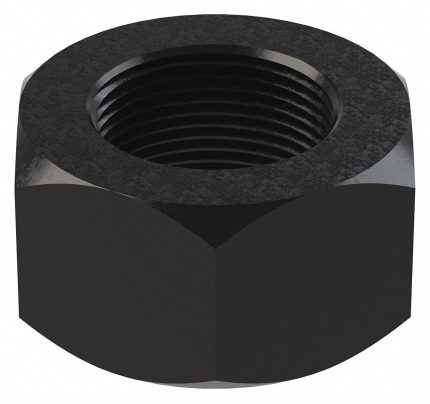 Hex Nut: M27-1.50 Thread, 41 mm Hex Wd, 22 mm Hex Ht, Steel, Class 10, Black Oxide, 5 PK