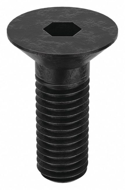 Socket Flat Head Screw: M10-1.5 Thread Size, 25 mm Lg, Flat, Black Oxide, Steel, Class 10.9, 100 PK