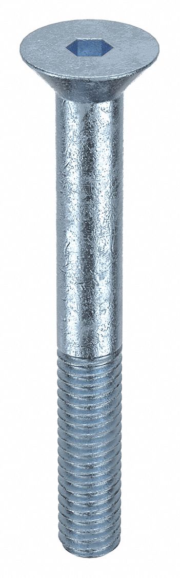 Socket Flat Head Screw: 5/16"-18 Thread Size, 2 1/2 in Lg, Flat, Zinc Plated, Steel, 25 PK