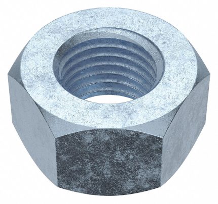 Hex Nut: 7/16"-20 Thread, 11/16 in Hex Wd, 3/8 in Hex Ht, Steel, Grade 8, Zinc Plated, 50 PK