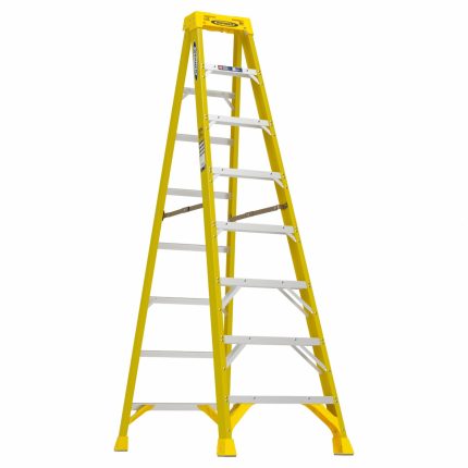 WERNER Stepladder: 8 ft Ladder Size, Fiberglass, 375 lb Load Capacity, 30 lb Wt, 5.8 ft Standing Ht