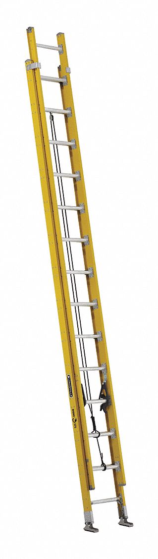 LOUISVILLE LADDER Extension Ladder: 28 ft Ladder Size, Fiberglass, 375 lb Load Capacity, 67 lb Wt