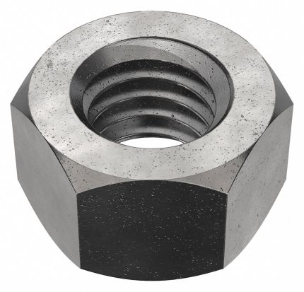 Hex Nut: 3/8"-16 Thread, 9/16 in Hex Wd, 21/64 in Hex Ht, Steel, Grade 2, Black Oxide, 100 PK