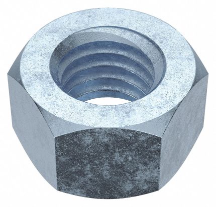 Hex Nut: 1/2"-13 Thread, 3/4 in Hex Wd, 7/16 in Hex Ht, Steel, Grade 2, Zinc Plated, 50 PK