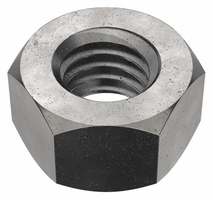 Hex Nut: 7/16"-14 Thread, 11/16 in Hex Wd, 3/8 in Hex Ht, Steel, Grade 2, Black Oxide, 50 PK